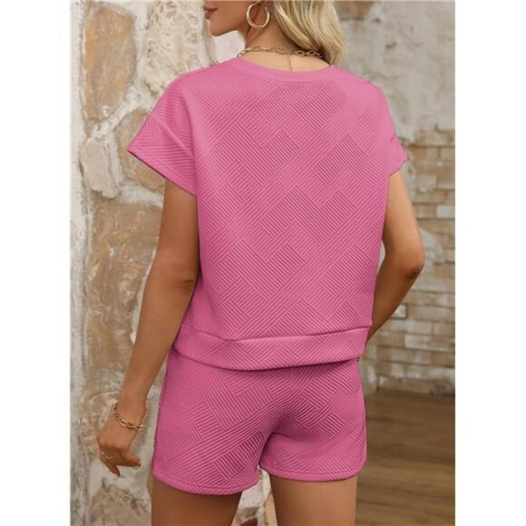 Women's 2-Piece Sweatsuit - Casual Pullover Top & Drawstring Shorts Lounge‎ Set - Picture 3 of 6